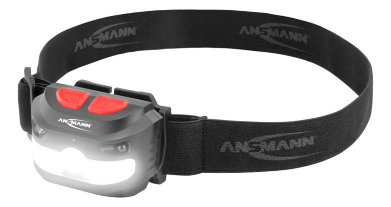 Ansmann HD250RS - Stirnband-Taschenlampe - Schwarz - Tasten - IP54 - COB LED - 3 Lampen