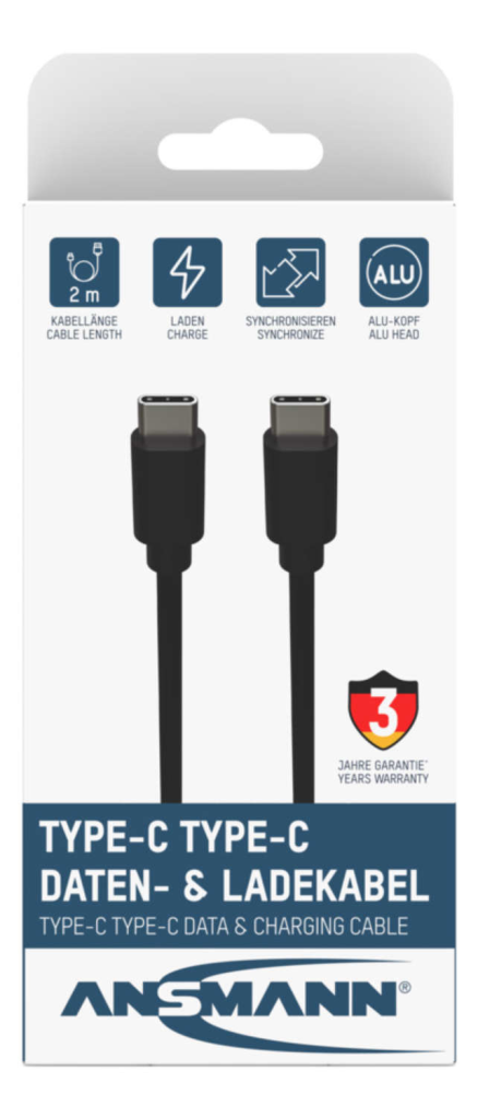 Ansmann Kabel USB C->C S/S 200cm schwarz S/S 200cm - Kabel - Digital/Daten