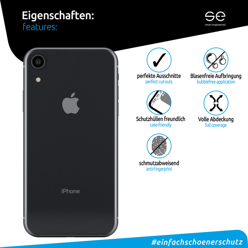 smart.engineered SE04-0040-18-M - Klare Bildschirmschutzfolie - Apple - iPhone XR - Staubresistent - Kratzresistent - Transparent - 2 Stück(e)