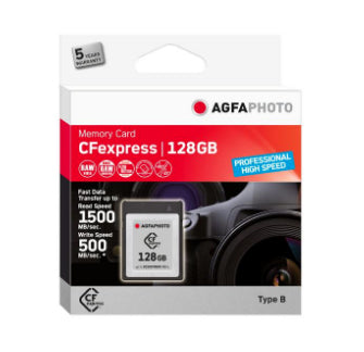AgfaPhoto CFexpress Professional - 128 GB - CFexpress - NAND - 1500 MB/s - 500 MB/s - Kältebeständig - Hitzebeständig - Schockresistent - Röntgensicher