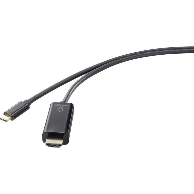 Renkforce Anschlusskabel 1.80 m RF-4531592 Black[1x USB-C Stecker - 1x - Digital/Daten - Digital/Display/Video