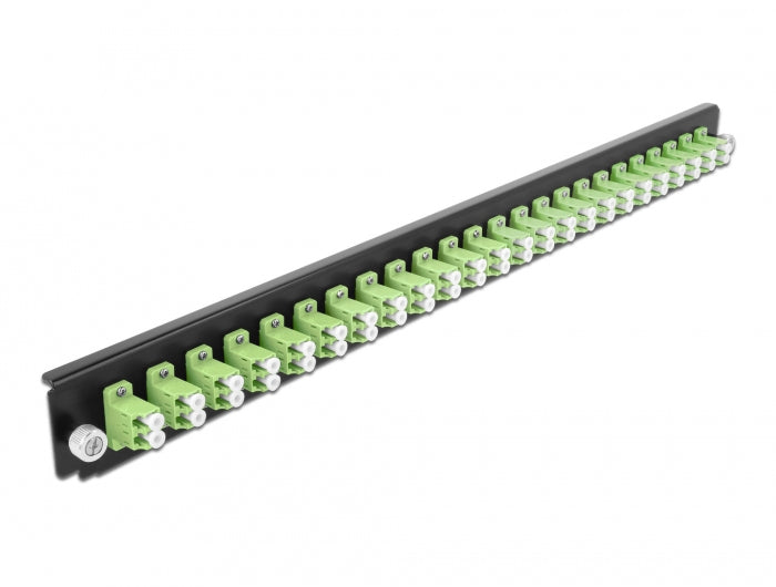 Delock Rack-Montageblech für Glasfaser-Spleißbox - Vorderseite - LC MM X 24 - hellgrün - 1U - 48.3 cm (19")