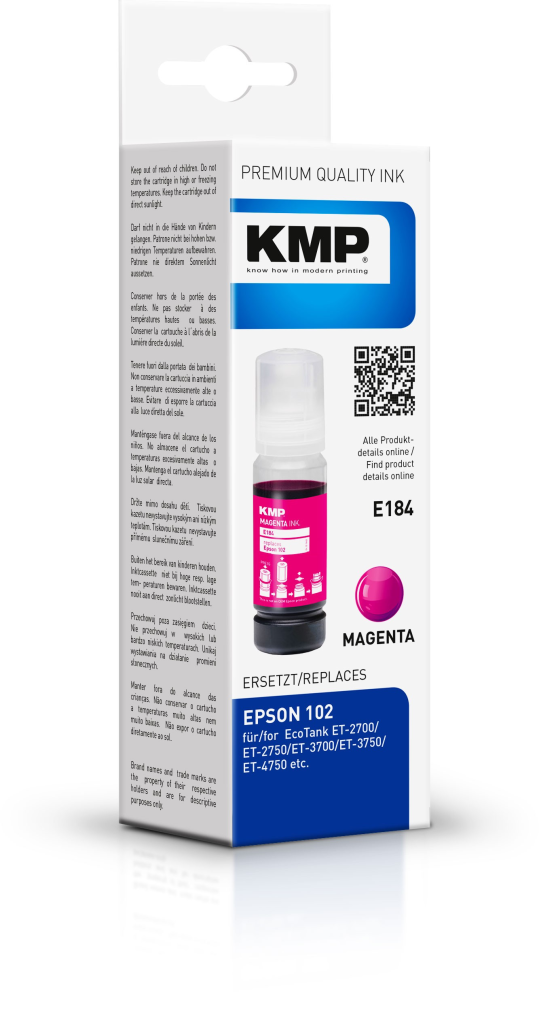 KMP E184 - 70 ml - Magenta - kompatibel - Tintenbehälter (Alternative zu: Epson 102)