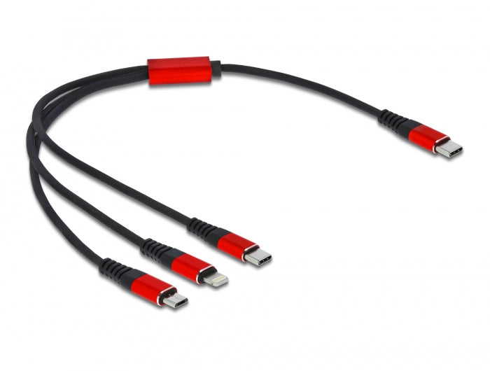 Delock 3 in 1 - Kabel nur zum Laden - USB-C männlich zu Micro-USB Typ B, Lightning, USB-C männlich