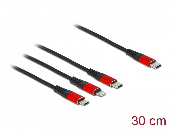 Delock 3 in 1 - Kabel nur zum Laden - USB-C männlich zu Micro-USB Typ B, Lightning, USB-C männlich