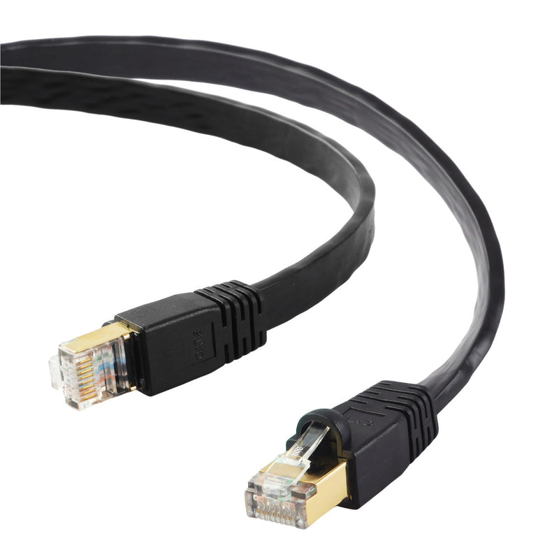 Edimax 10m Black 40GbE Shielded CAT8 Network Cable - Flat networking cable U/FTP - Kabel - Netzwerk