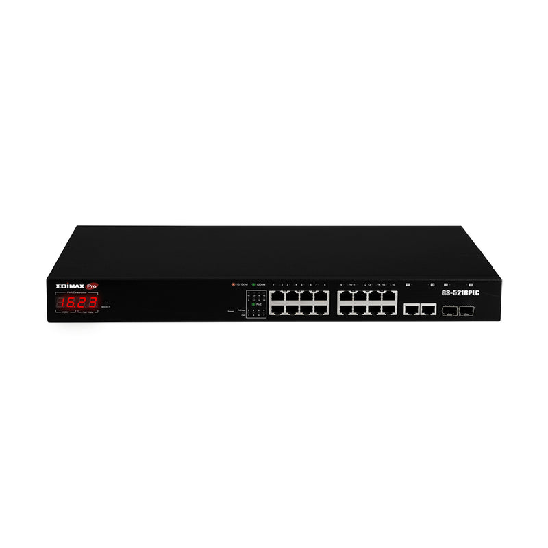 Edimax GS-5216PLC - Switch - Smart - 16 x 10/100/1000 + 2 x Combo Gigabit SFP/RJ-45 (Uplink)