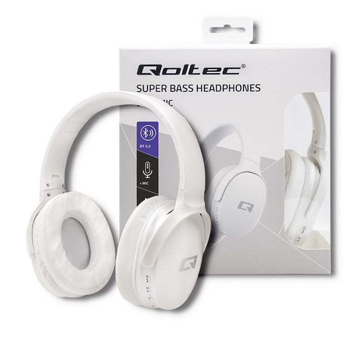 Qoltec 50850 Wireless Headphones with microphone Super Bass| Dynamic| BT| Pearl - Mikrofon