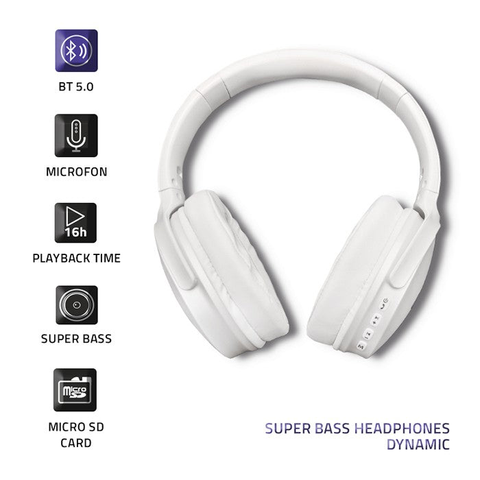 Qoltec 50850 Wireless Headphones with microphone Super Bass| Dynamic| BT| Pearl - Mikrofon