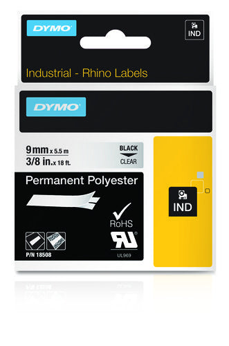 Dymo RhinoPRO Clear Polyester - Polyester - permanenter Klebstoff - durchsichtig - Rolle (0,9 cm x 5,5 m)