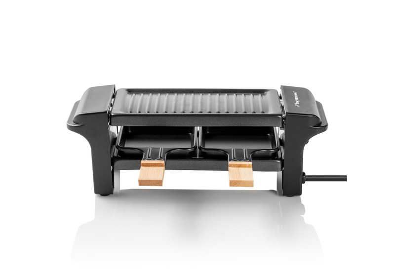 Bestron Mini Raclette - 2 Pfannen bk| mit Bambus Handgriffen