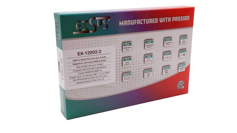 Exsys USB 3.2 Express Karte 1A- 1C-Port Gen2 PCIe x4 inkl.LowProfile Bügel - Digital/Daten