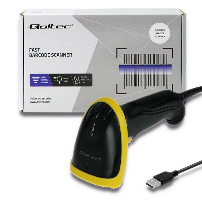 Qoltec 50867 Laser reader 1D| 2D| USB| Black