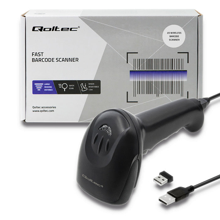 Qoltec 50868 Wireless Laser Scanner 1D| 2D| Black