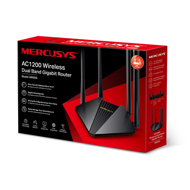 Mercusys MR30G wireless router Gigabit Ethernet Dual-band 2.4 GHz 5 - Router - 1 Gbps
