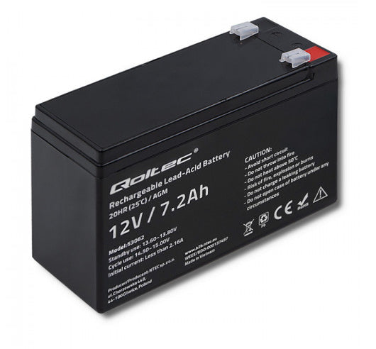 Qoltec 53062 AGM battery| 12V| 7.2 Ah| max 108A - Batterie - 7.200 mAh