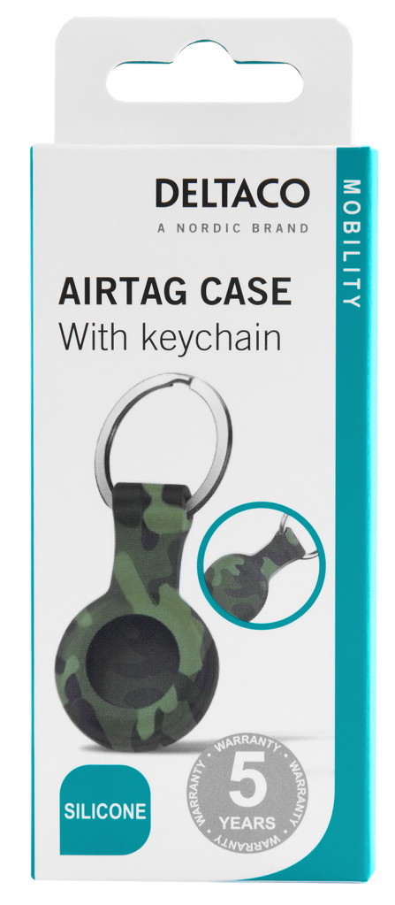 Deltaco Apple AirTag case keychain silicone camouflage