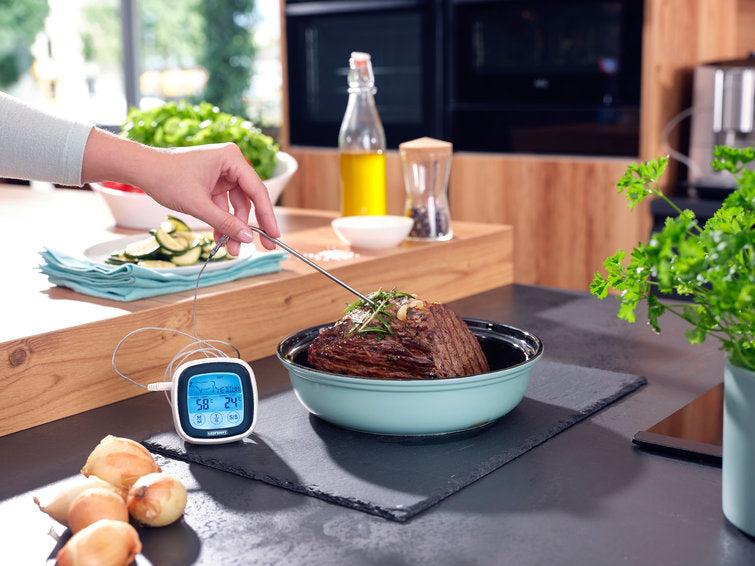 Leifheit 3223 Küchen-Thermometer mit Touchscreen Timer Kabelsensor