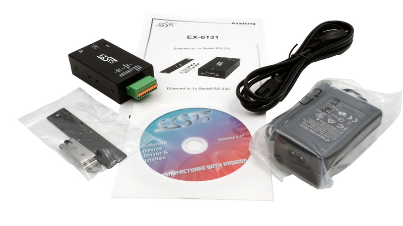 Exsys Ethernet zu 1x RS-232/422/485 Ports Software Netzteil - Ethernet