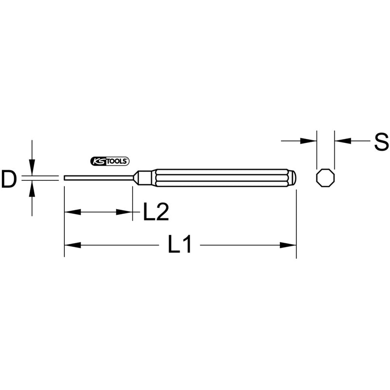 KS TOOLS Splintentreiber XL 8-kant hochglanz verchromt A˜ 3mm 156.0121