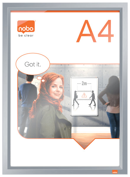Nobo Plakatrahmen Impression Pro DIN A4 silber für Innenbereich Aluminiumrahmen