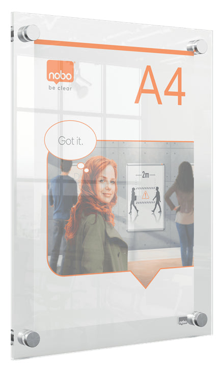 Nobo Acryl-Plakatrahmen Premium Plus DIN A4 glasklar durchgehende Eckbefestigung für