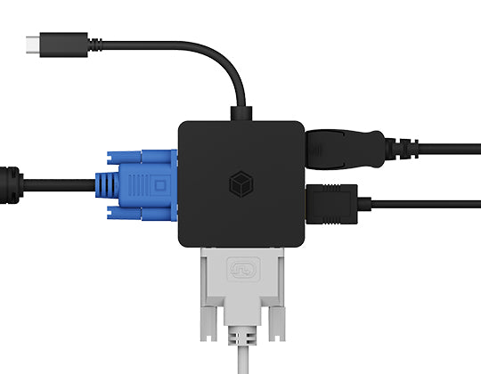 ICY BOX Adapter 4in1 Video USB-C -> VGA/HDMI/DVI-D - Adapter - Digital/Daten