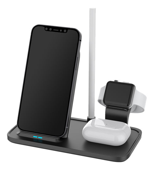 Deltaco 2-in-1 wireless charger 10 W 5 USB-A out 5 black