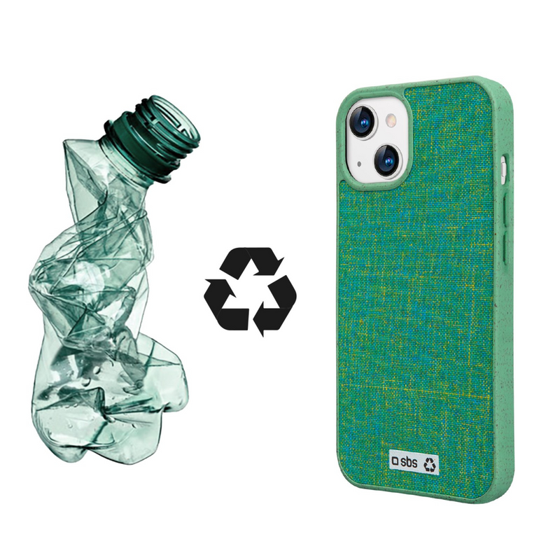 SBS Farbiges Cover aus recyceltem Kunststoff r-PET für iPhone 13 Mini gruen