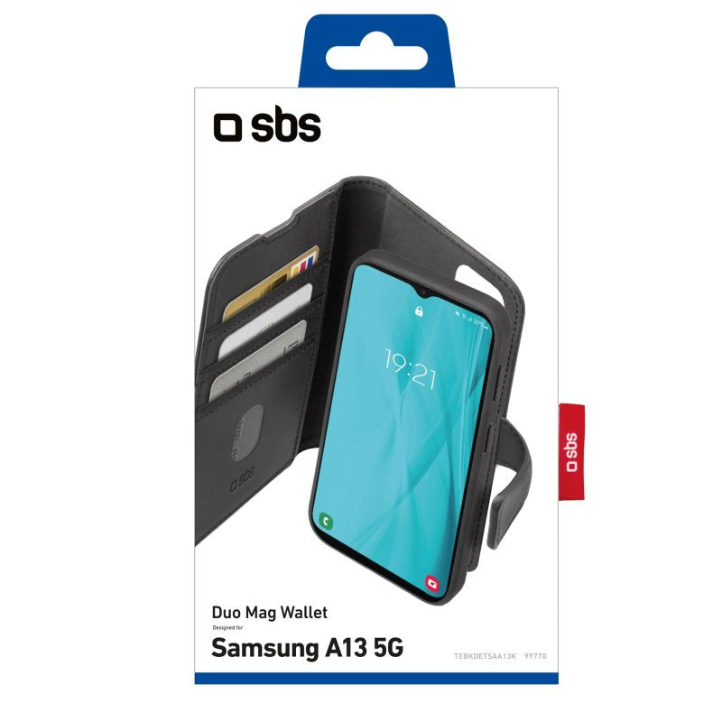 SBS Detachable wallet case for Samsung Galaxy A13 5G black color