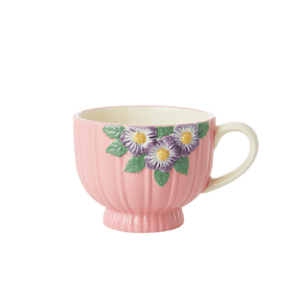 Rice Ceramic Mug -Embossed Pink Flower Design CEMUG-EMI