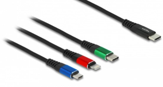Delock 3 in 1 - Kabel nur zum Laden - USB männlich zu USB-C, 2 x Apple-Beleuchtung männlich