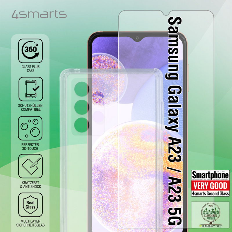 4smarts Starter Set mit X-Pro Clear Glas+Clear Hülle f. Samsung Galaxy A23/5G