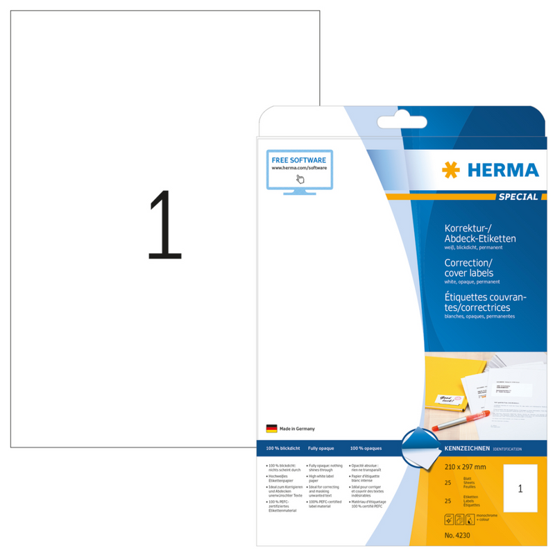 HERMA Special - Weiß - A4 (210 x 297 mm) 25 Etikett(en) permanent selbstklebende