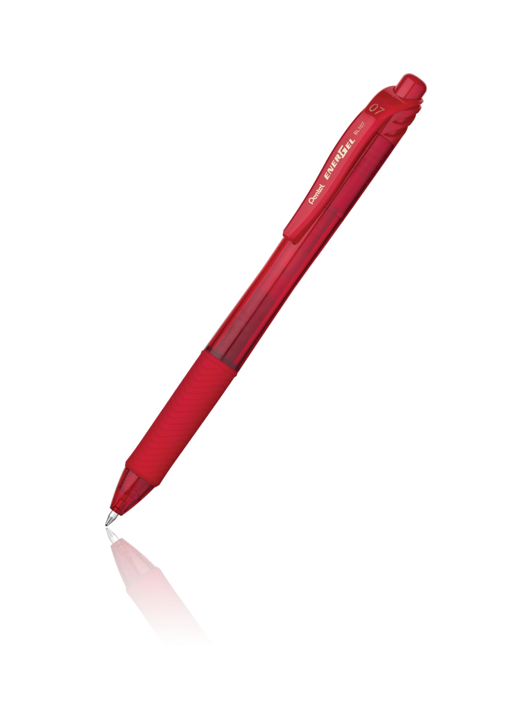 Pentel Energel X - Ausziehbarer Gelschreiber - Rot - Rot - Durchscheinend - Kunststoff - Gummi - Gummi - Beidhändig