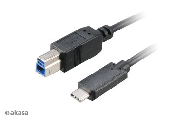 Akasa USB A/B - 100cm - 1 m - USB C - USB B - USB 3.2 Gen 2 (3.1 Gen 2) - Schwarz