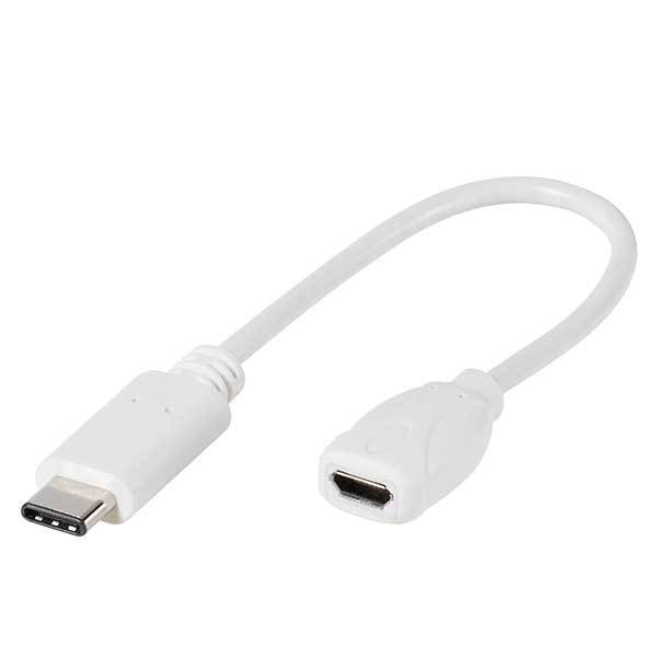 Vivanco 0.1m - 0,1 m - USB C - Micro-USB B - 2.0 - Male connector / Female connector - Weiß
