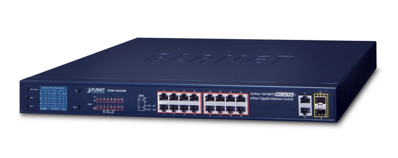Planet FGSW-1822VHP - Switch - unmanaged - 16 x 10/100 (PoE+)