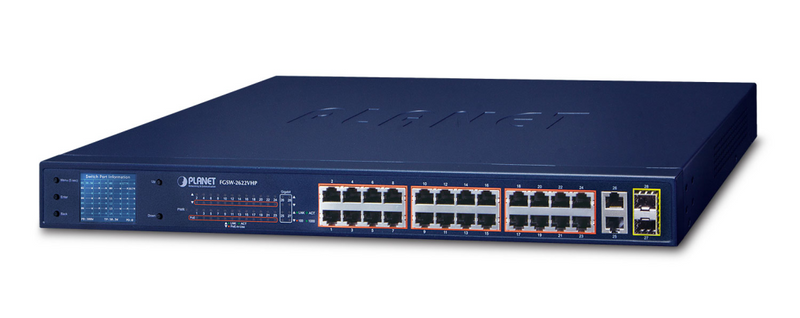 Planet FGSW-2622VHP - Switch - unmanaged - 24 x 10/100 (PoE+)