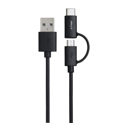 PNY 2in1 - USB-Kabelsatz - USB (M) bis Micro-USB Typ B, USB-C (M)
