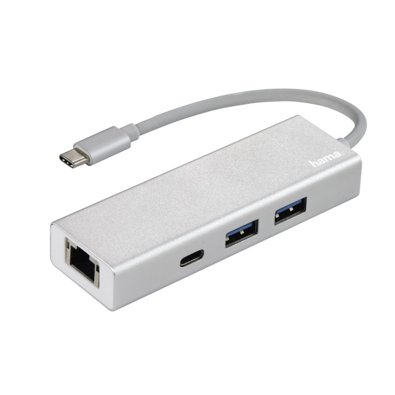 Hama "Aluminium" - Hub - 2 x USB 3.1 Gen 1 + 1 x USB-C + 1 x 10/100/1000