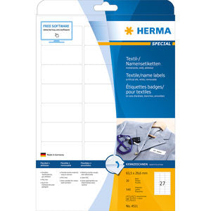 HERMA Special Name labels - Acetatseide - selbstklebend, entfernbarer Klebstoff - weiß - 63.5 x 29.6 mm 540 Etikett(en) (20 Bogen x 27)