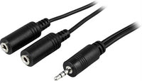 Deltaco lydsplitter - 50 cm Audio-Kabel 0.5 m 2 x 2.5mm Schwarz - Kabel - Audio/Multimedia