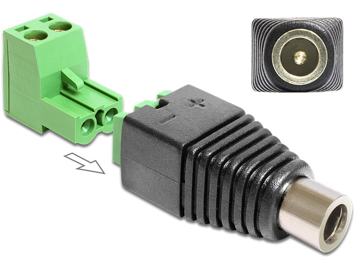 Delock Adapter DC 2.1 x 5.5 mm male > Terminal Block - Netzteil - 2-polige Klemmleiste (W)
