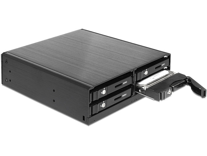 Delock 5.25" Mobile Rack for 4 x 2.5? SATA HDD / SSD - Gehäuse für Speicherlaufwerke mit Lüfter - 2.5" (6.4 cm)
