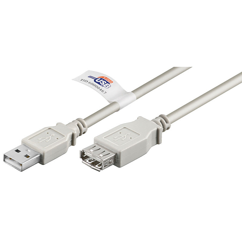 Wentronic 69915 - 3 m - USB A - USB A - USB 2.0 - Männlich/Weiblich - Grau